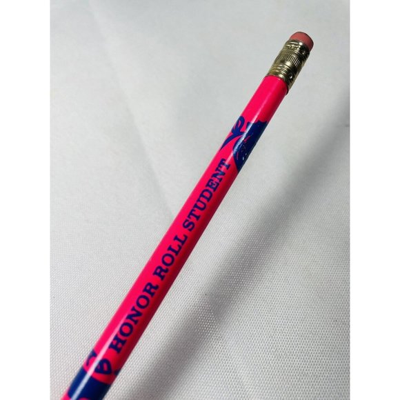 Honor Roll Student Neon Pink Wood Pencil Pink Eraser Vintage Sharpened Rare - Picture 1 of 10